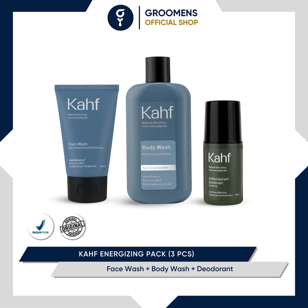 Kahf Energizing Pack - Face Wash, Body Wash, &amp; Deo (3 pcs)