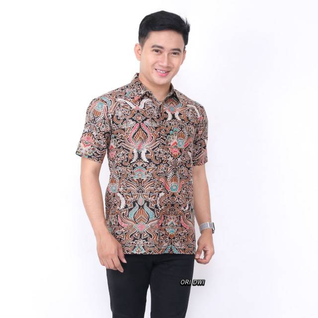 TERLARIS TERMURAH ORIGINAL KEMEJA BATIK PRIA LENGAN PENDEK HEM MOTIF CIREBON