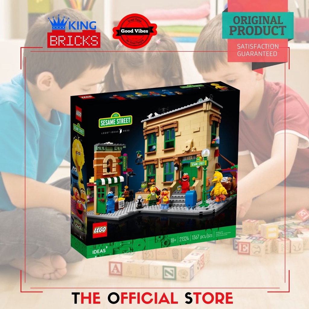 LEGO Original IDEAS 21324 123 Sesame Street - Mainan Anak Film Televisi Big Bird Elmo Ernie Bert