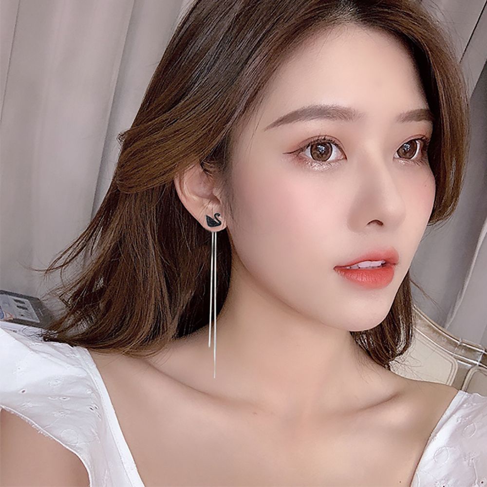 Needway  Cute Stud Earrings Personality Fashion Jewelry Swan Earrings Party Tassels Sweet Charming Girl Simple Female Drop Earrings/Multicolor