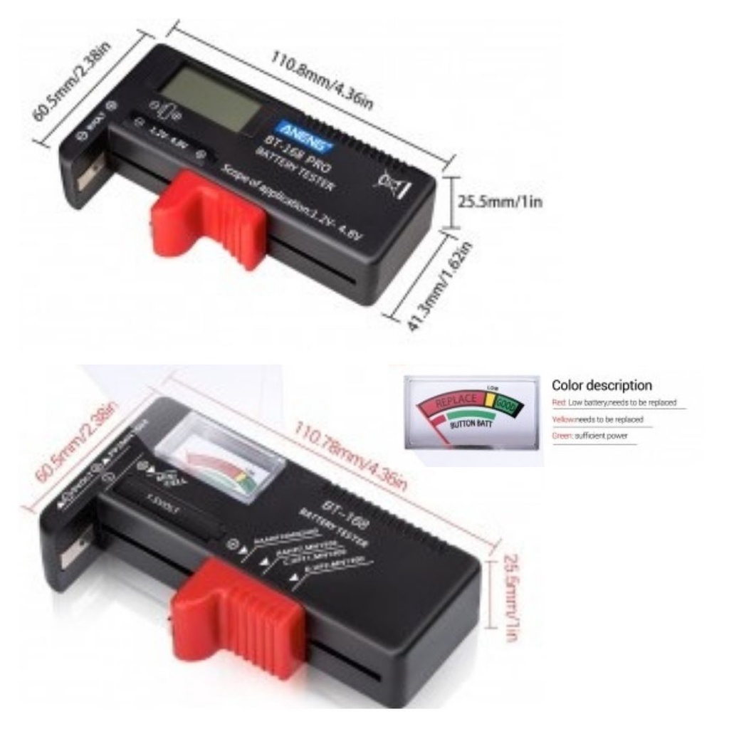 Alat Cek Tester Isi Baterai Level Detector Digital Dan Manual Display Analog 18650 AA AAA 111107