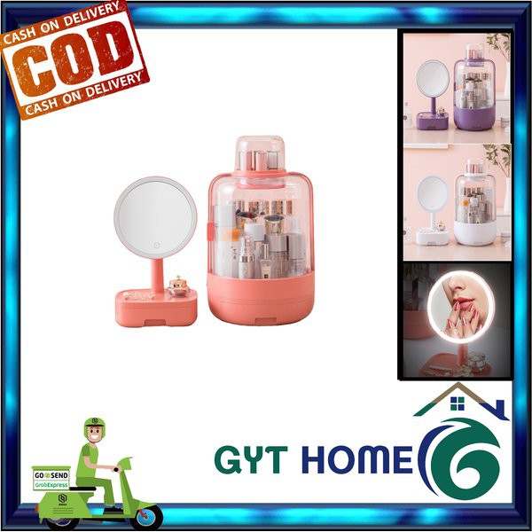 Promo    BOX MAKE UP TEMPAT KOSMETIK ADA CERMIN LAMPU LED - Box Farpum    terlaris