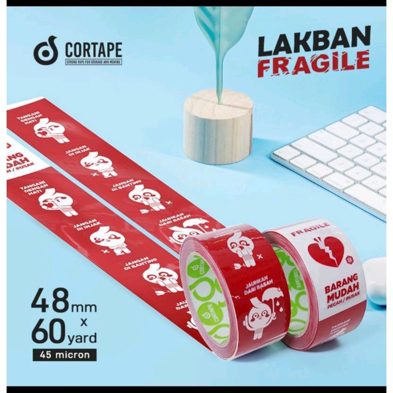 lakban lucu mascot anti pecah jangan di banting