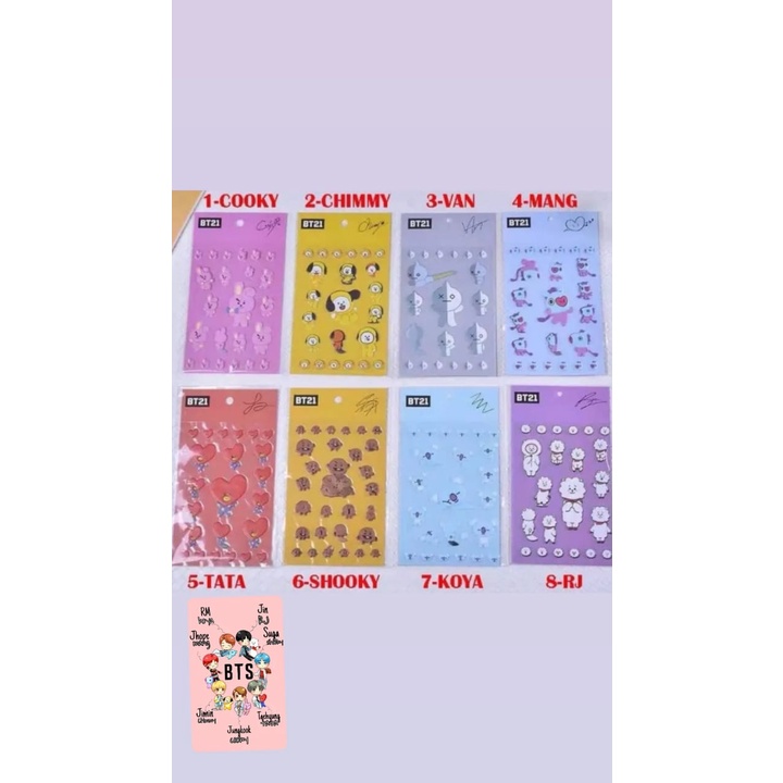 

Sticker Stiker Timbul DIY Bubble 3D Army Kpop BTS BT21 Korean Style untuk Handphone / Laptop / Dekorasi