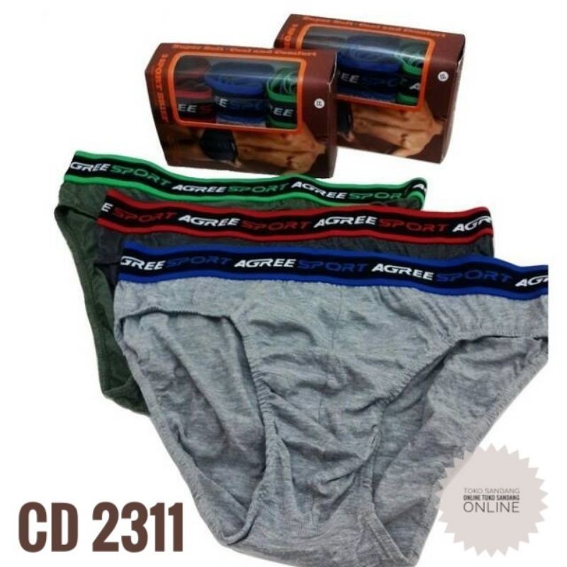 3 Pcs Celana Dalam Pria - Men's Brief - Agree Sport Karet Boxer