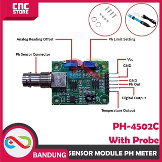 Jual SENSOR PH METER MODULE PH-4502C WITH PROBE ELECTRODE FOR ARDUINO ...