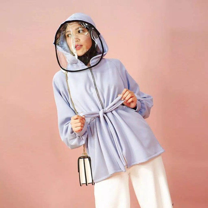 Jaket wanita anti virus corona masker wajah shield baju apd pelindung