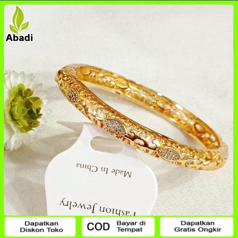 Gelang Tangan Model Bangkok Ukir Cekil emas muda free surat toko Anti Karat Terbaru