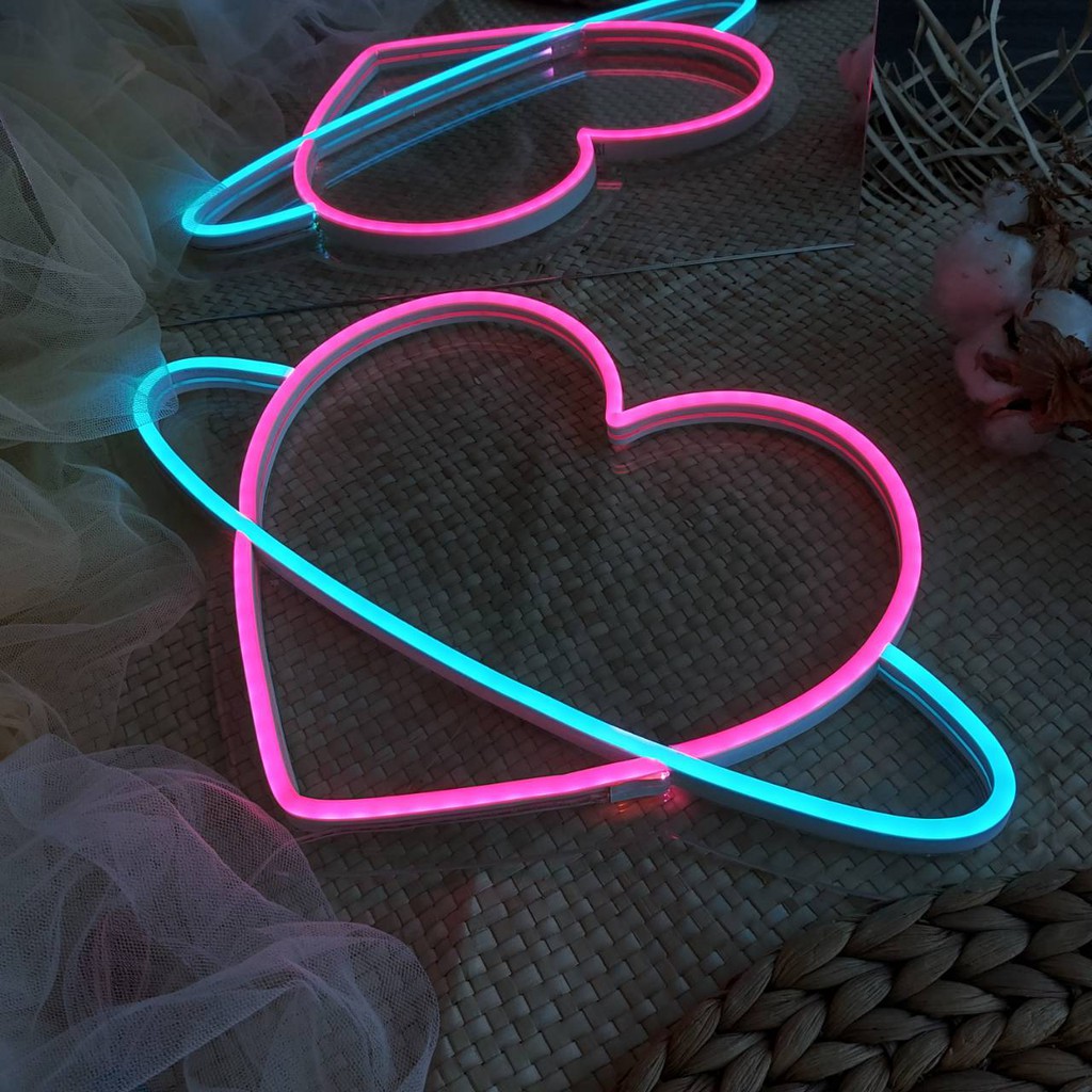 NEON LED GAMBAR HATI / NEON BENTUK HATI / NEON UNTUK KAMAR / DEKOR KAMAR / NEON MURAH LUCU