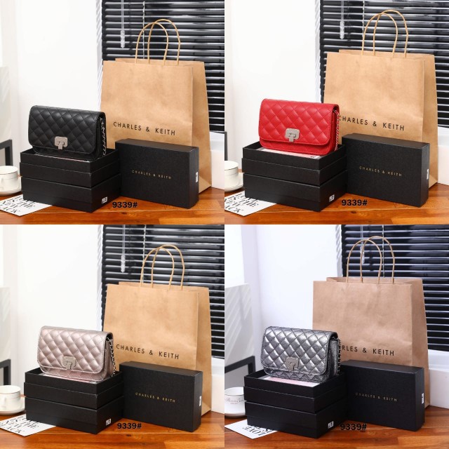 Tas Batam  Charles & Keith Quilted Clutch + Peper Bag & Box 9339