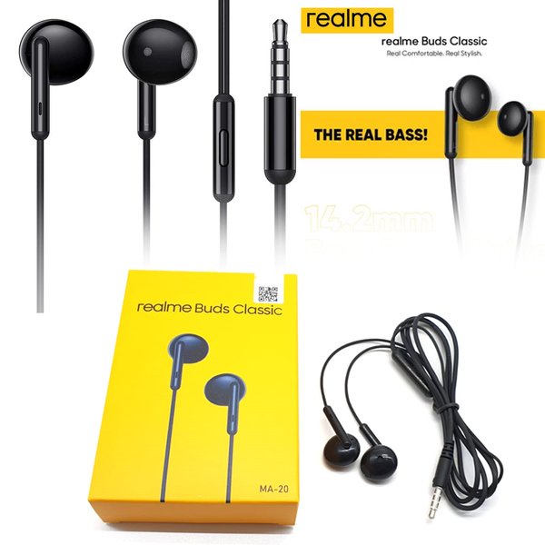 Realme Earphone Buds Classic with HD Microphone Headset Music Bass