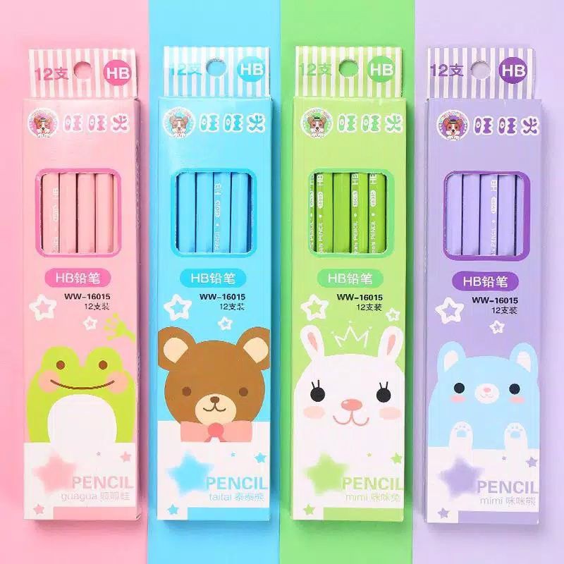 Pensil Tulis HB ANIMAL 1 SET ISI 12 PCS Pensil HB Sekolah