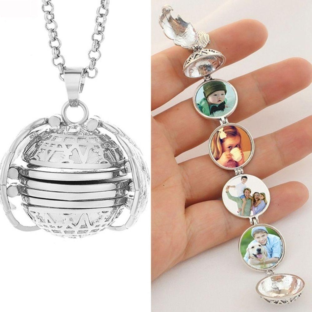 Suyo Memory Floating Locket Necklace Foto Keluarga Baru Expanding Angel Wings