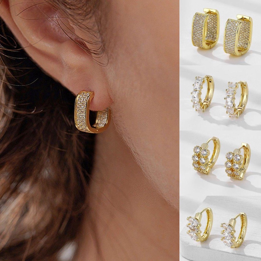 Agustinina Hoop Earrings Untuk Wanita Mewah Indah Perhiasan Halus Pernikahan Eropa Cubic Zircon Piercing Ear Jewelry