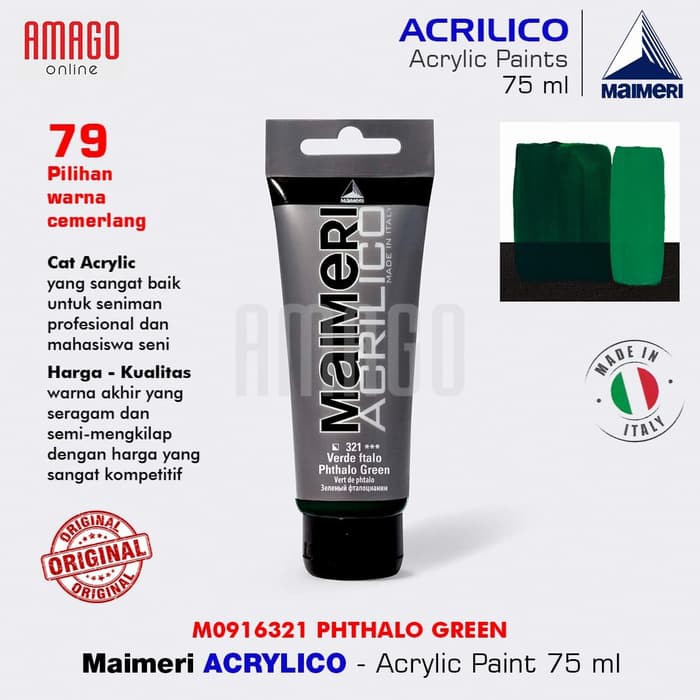 MAIMERI ACRILICO - ACRYLIC PAINT - PHTHALO GREEN - 75ML - M0916321