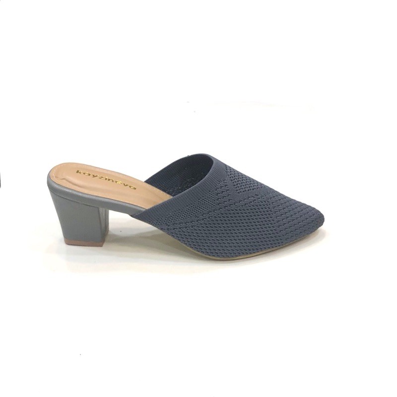 Sandal Selop Wanita Bustong 5cm upper rajut import