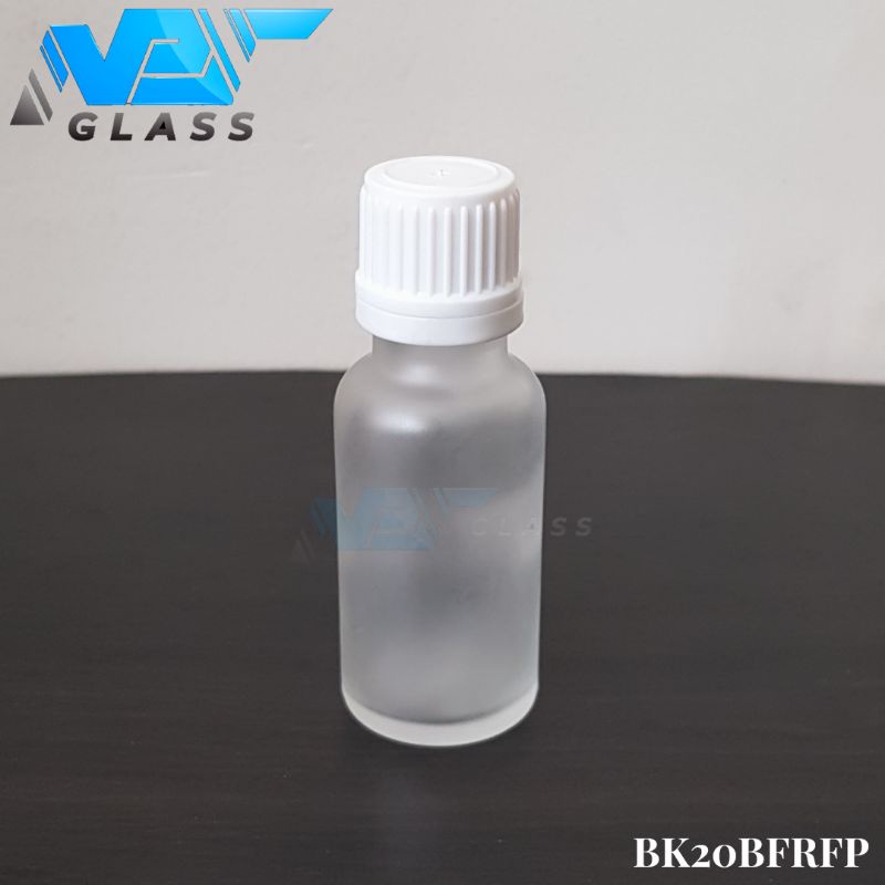 botol kaca 20ml bening frosted doff  tutup filler putih