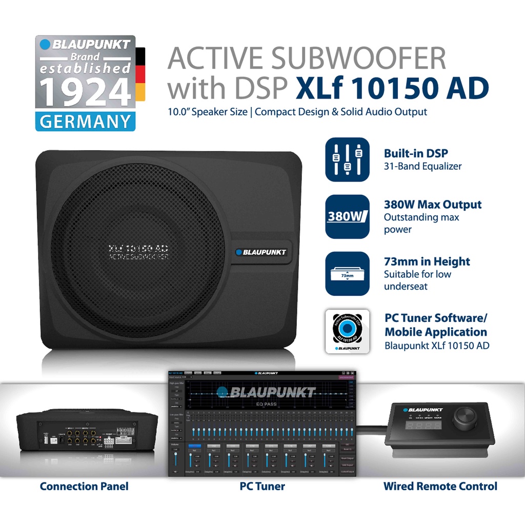 Blaupunkt XLf 10150 AD Subwoofer Aktif 10 inch  Built in DSP Processor plus Power Amplifier