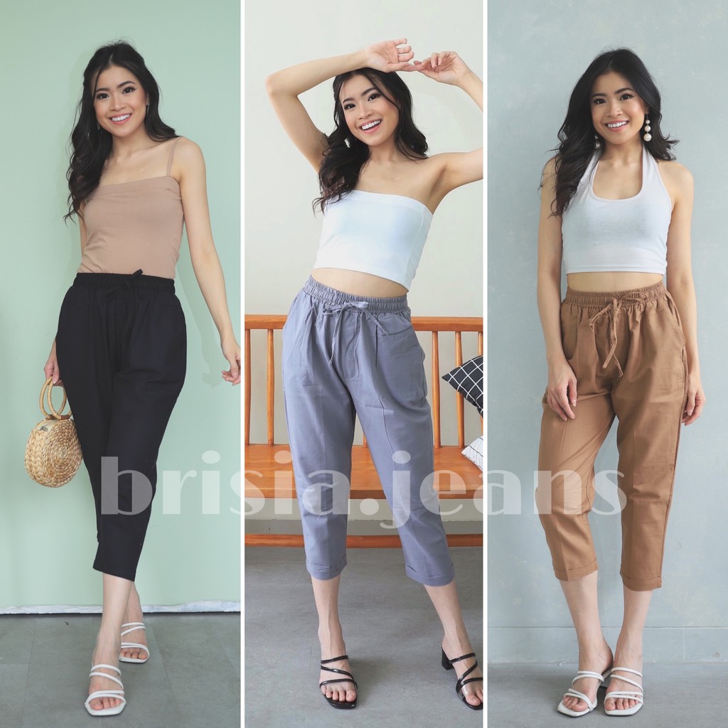 6 WARNA - MAUDY PANTS / Comfy Pants Celana Linen Santai Pinggang Karet