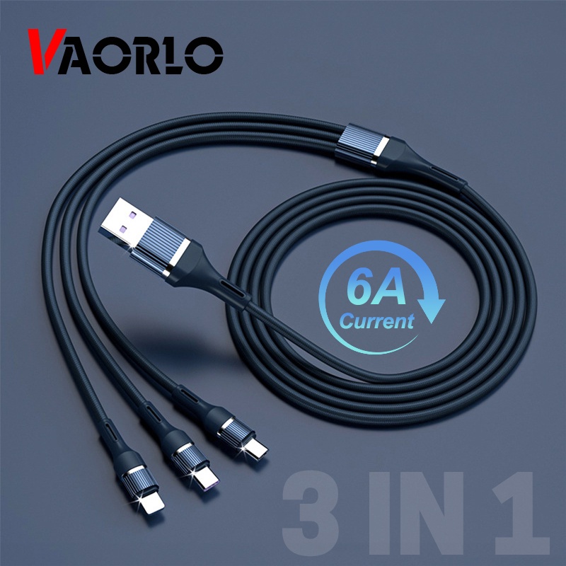 3in1 Kabel Data / Charger Micro Usb / Type C Fast Charging Untuk Handphone