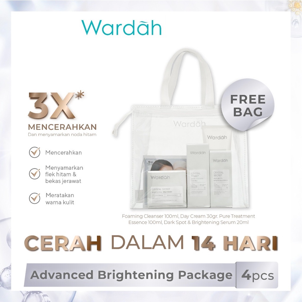 PAKET WARDAH Crystal Secret Skin Package isi 4pcs | Paket Mencerahkan Wajah