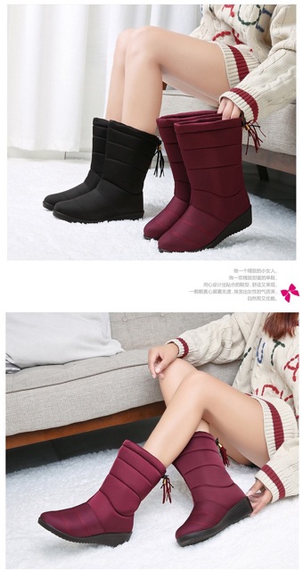 READY INDONESIA Winter boots cewek sepatu salju musim dingin wanita waterproof merah import korea