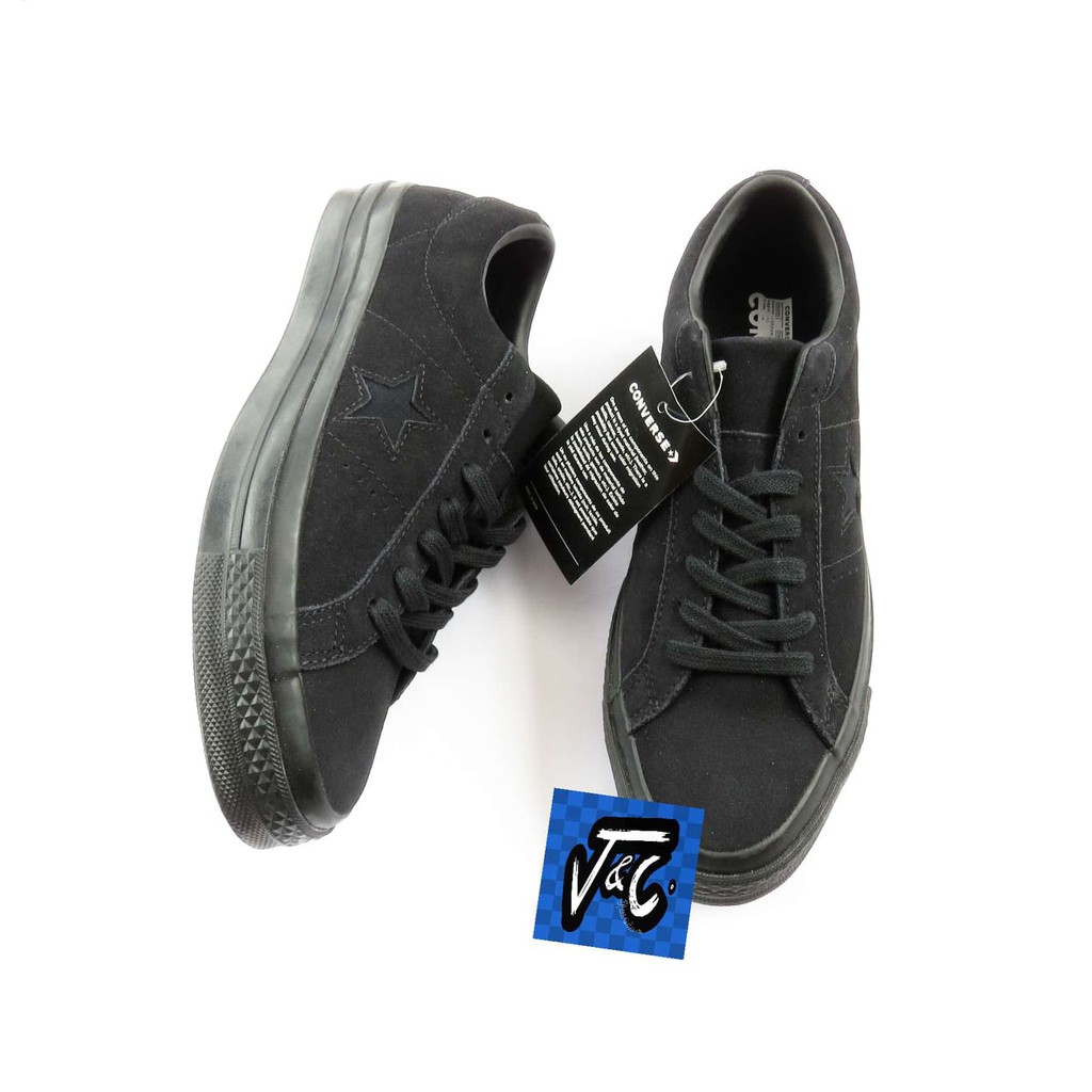 one star suede triple black low top