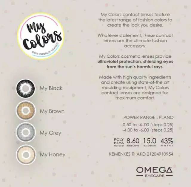 SOFTLENS MY COLORS BY OMEGA ( Minus PO 2hari )