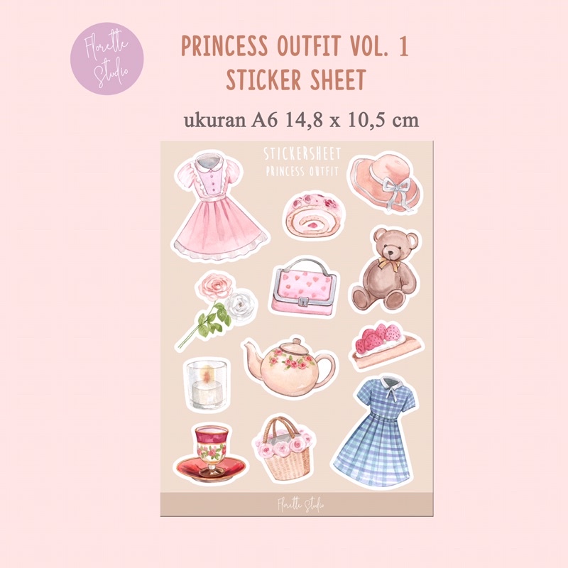 

[florettestudio] Princess Outfit Sticker Sheet Kiss Cut