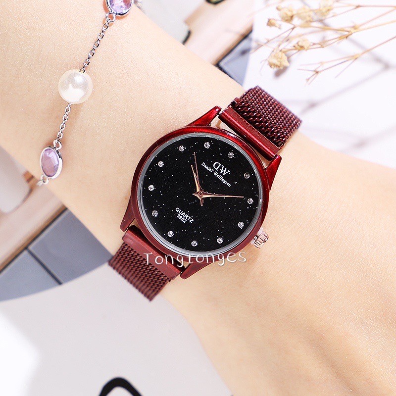 [✅COD] JAM TANGAN FASHION JAM MAGNET WANITA RANTAI JAM TANGAN MURAH CEWEK ANALOG IMPORT W142