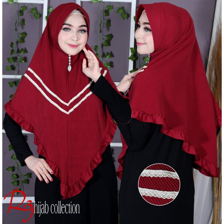 HIJAB PLISKET LIST RENDA/JILBAB KHIMAR/KERUDUNG TERBARU