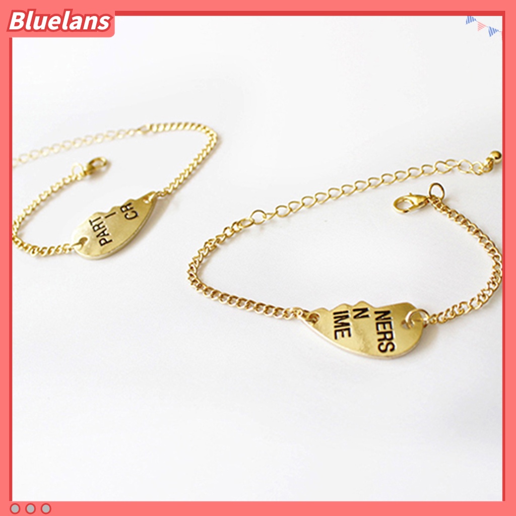 2pcs Gelang Bangle Bahan Alloy Bentuk Hati Untuk Wanita