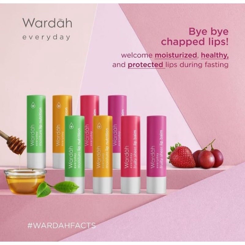 Bisa Cod - Wardah Everyday Fruity &amp; Nutrition Sheer Lip Balm, 4 gr - Pelembab bibir stik - Sehat dan Merona - Bibir Lembap Hingga 12 Jam