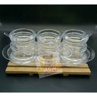 Acrylic Sauce Pot w Spoon set3 + tray Tempat Sambal dengan sendok 2531