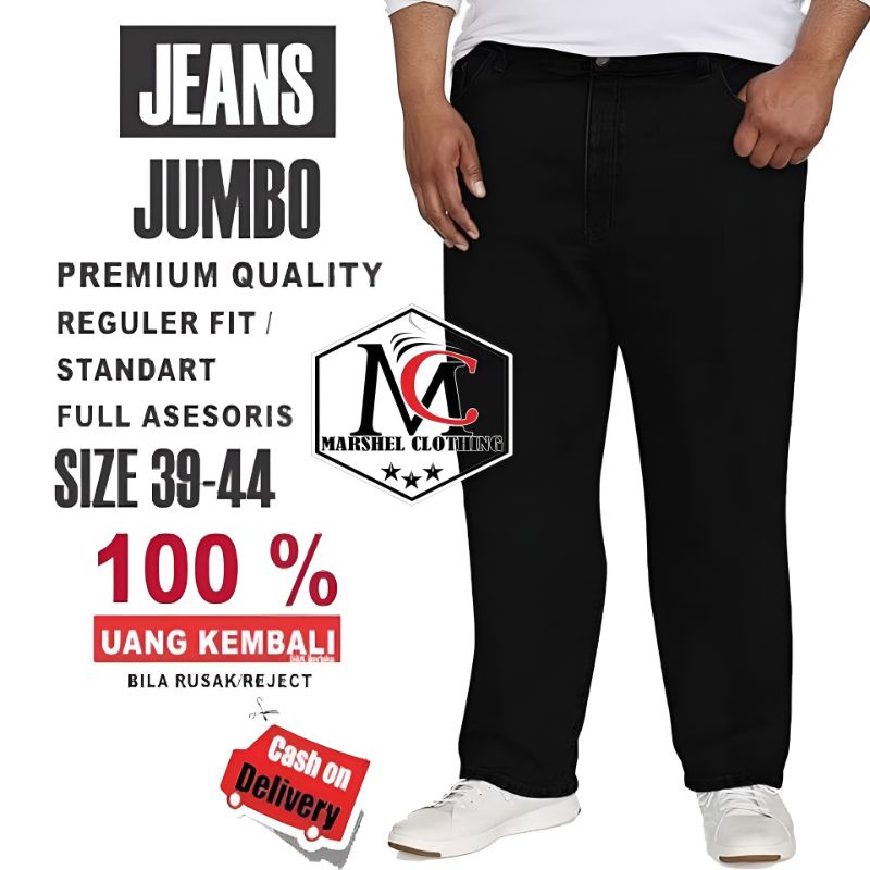 RCL - Celana Jeans Abu Panjang Pria Reguler Jumbo Big Size Jens Cowok Standar Ukuran Besar 38 s/d 44