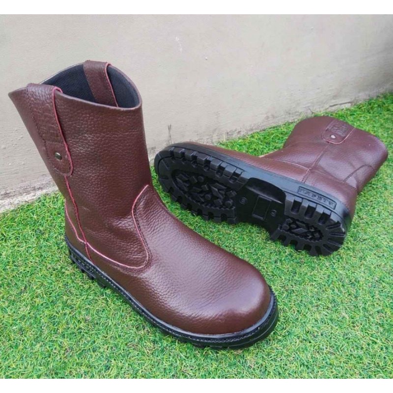 sepatusafetypria/sepatusafetykulit asli ujung besi  sol karet