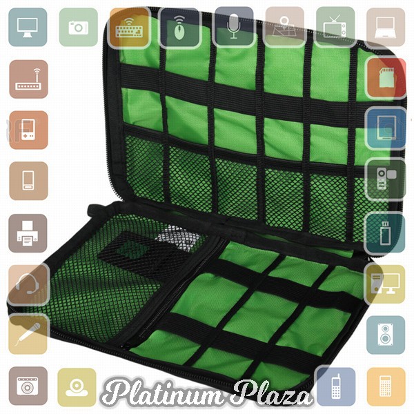 BUBM Gadget Organizer Bag Portable Case - DIS-L - Black/Green`6AIP8K-