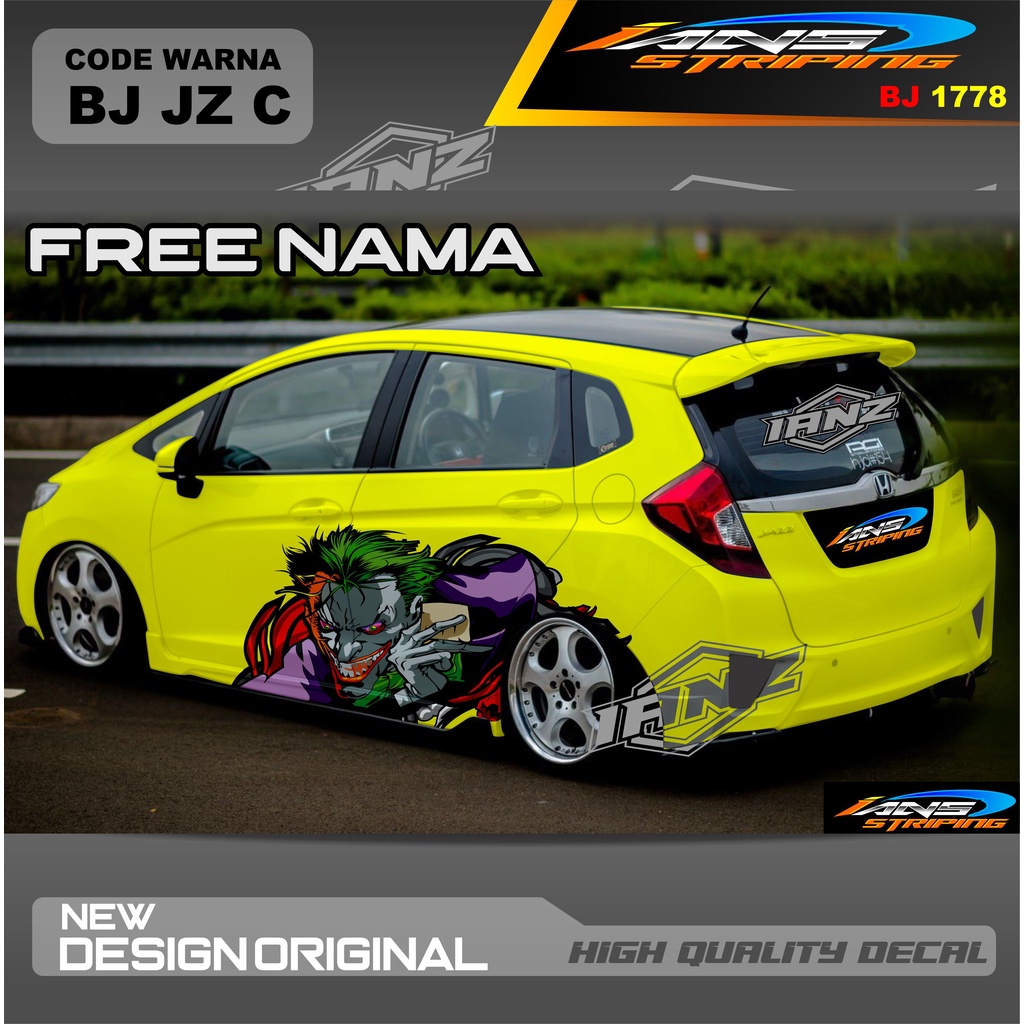 STIKER JOKER  MOBIL HONDA JAZZ  AYLA AGYA AVANZA SWIFT YARIS / STIKER MOBIL DECAL MOBIL / STIKER VARIASI MOBIL AGYA AYLA JAZZ SITI CITY / DECAL STIKER MOBIL