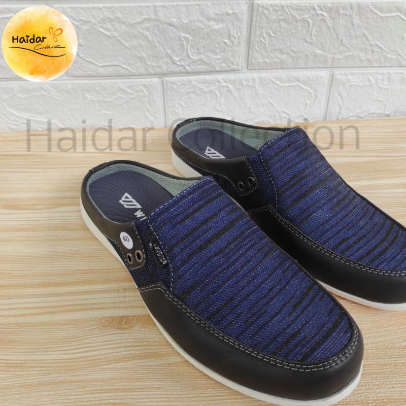 Bustong Pria Kulit Simtetis Premium Slip On Kasual Sol Karet Original Slop Cowok Rajut