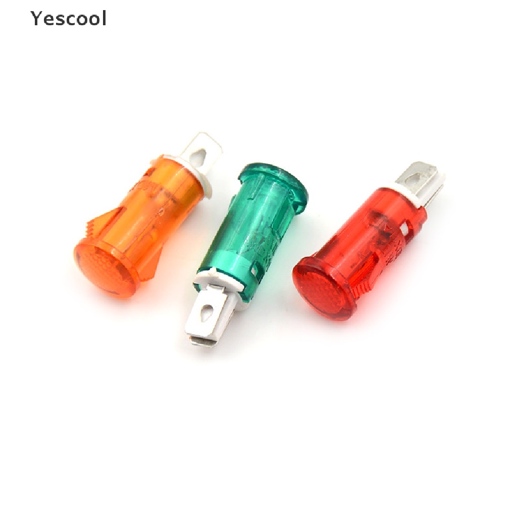 Yescool 10PCS Lampu Indikator Sinyal LED 10mm 12V 24V 220V Warna Merah Hijau Kuning