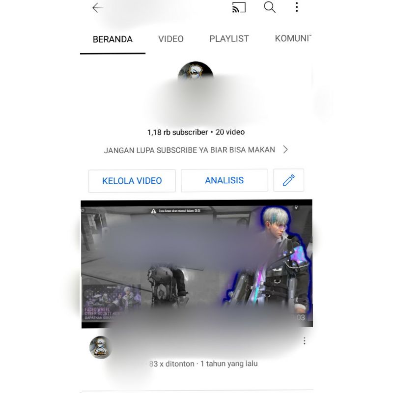 (Terjual) Akun YouTube 1,1k (belum monetisasi)