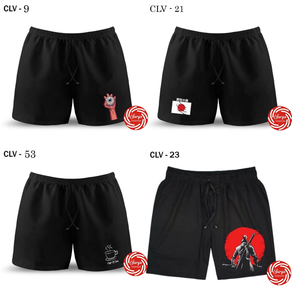 Boxer Black Motif White Fire / Boxer Pria Polos SPANDEX / Celana Pendek Pria Distro