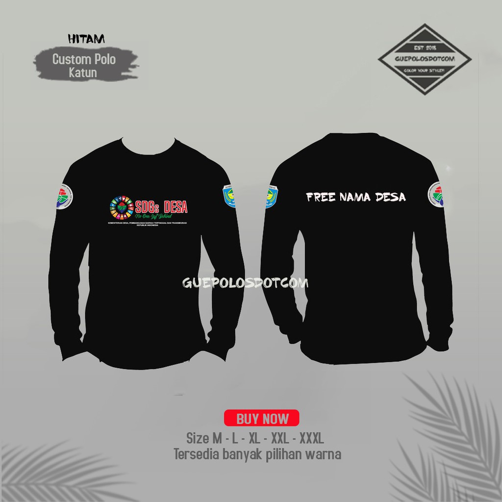 Kaos SDGs Desa Custom - KAOS SDGs Panjang SABLON DEPAN dan NAMA DESA FREE - Baju SDGs kemendes