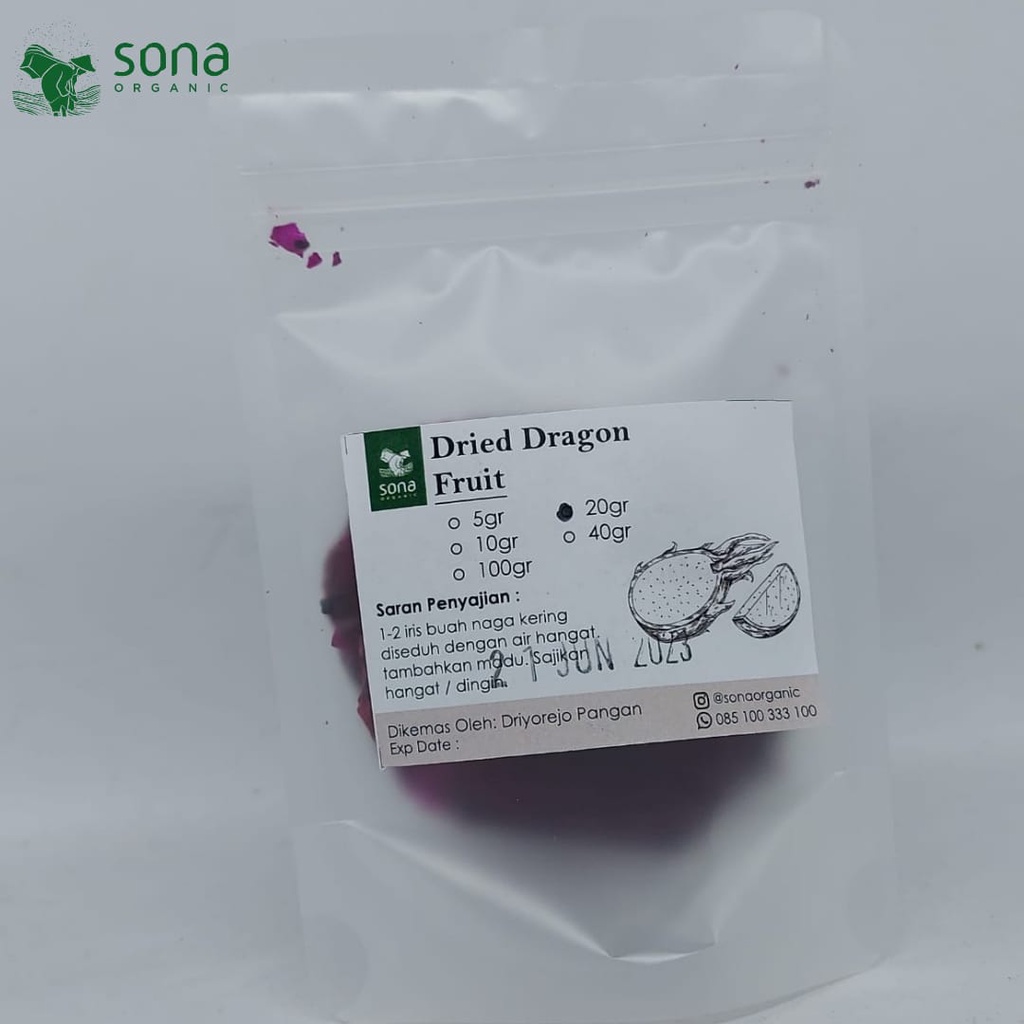 

Dried Dragon Fruit 20gr - Slice Buah Naga Kering iris - Sona