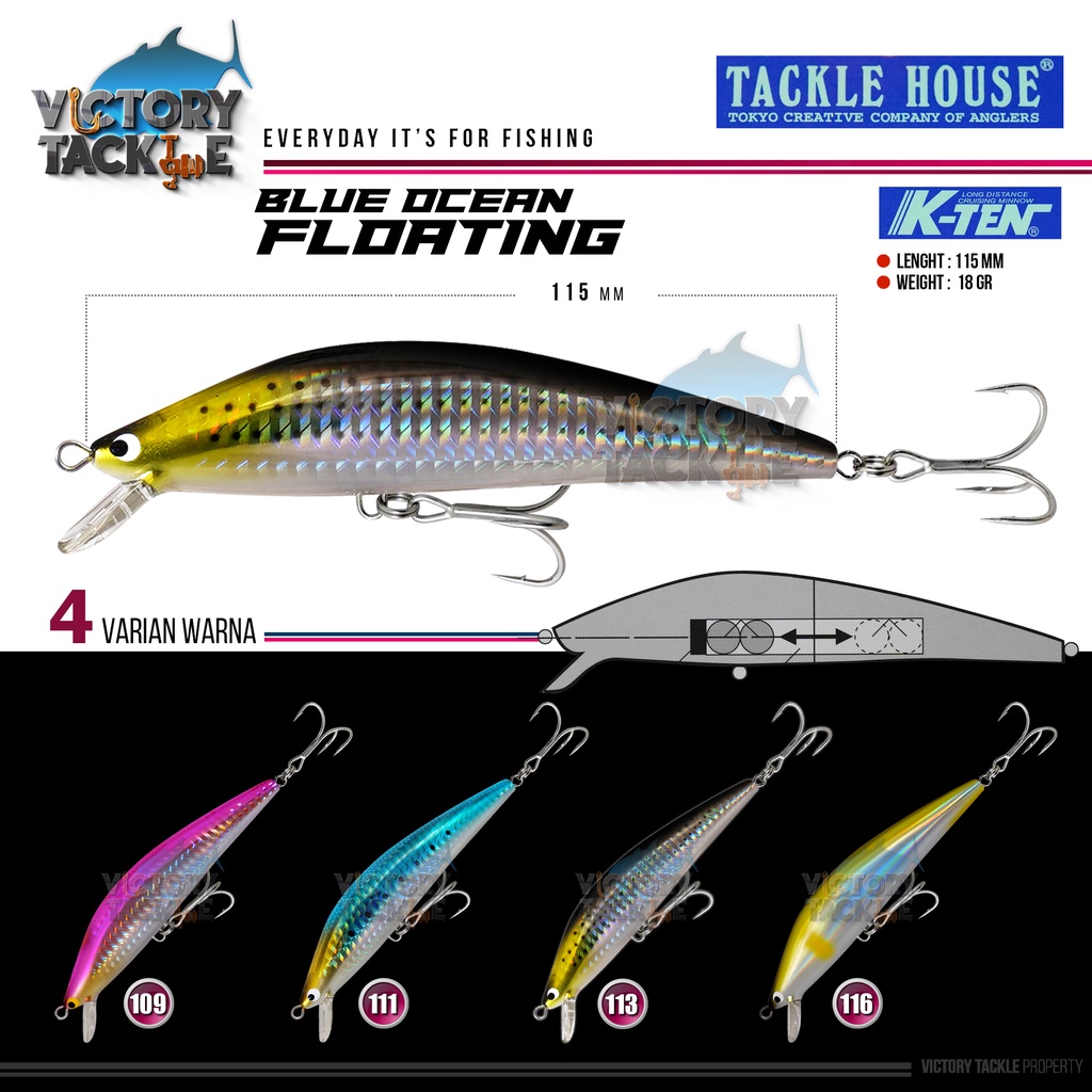 Umpan Pancing Lure TACKLE HOUSE K-TEN BLUE OCEAN FLOATING BKF 115 - 115 MM 18 GRAM Minnow