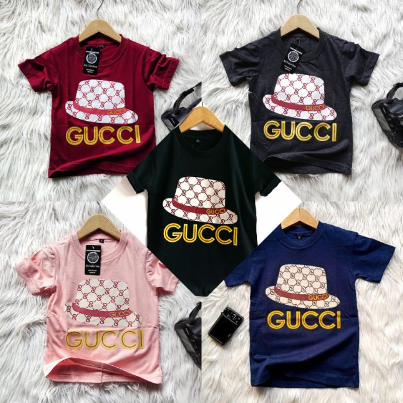 KFS Kids Fashion Style Atasan Baju Kaos Anak Laki Laki Perempuan Gucci Topi Keren 1-10 Tahun