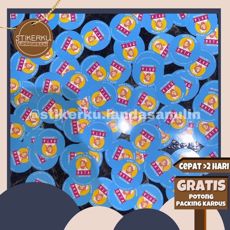 

Cetak stiker label kemasan bulat glossy