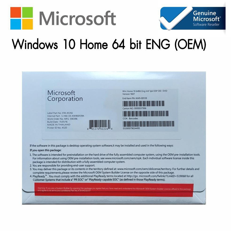 Microsoft Windows 10 Home OEM SL