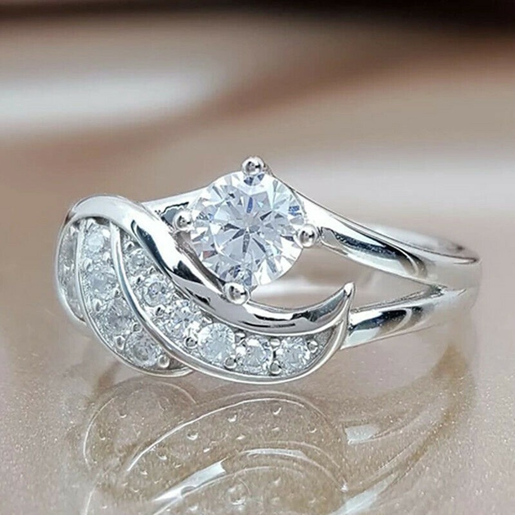 Hu Hu Hu Hu Hu Alat Bantu Pasang Kacamata♡ Cincin Wanita Desain Sayap Malaikat Hias Berlian Imitasi Untuk Pernikahanhadiah