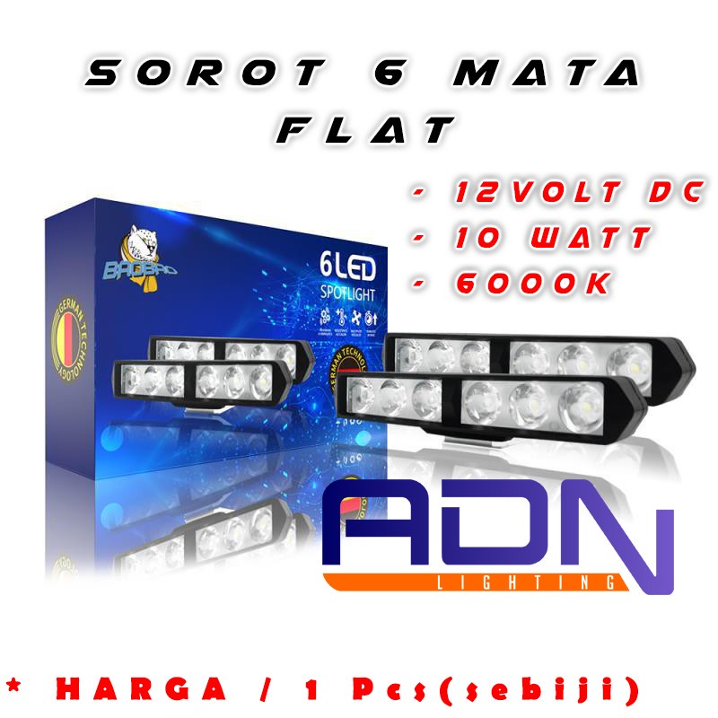 Lampu Tembak Sorot DRL LED Bar Cree 6 Titik Mata cwl Mobil Motor FLAT